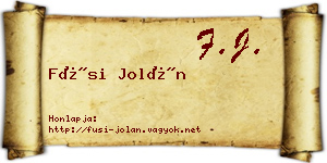 Füsi Jolán névjegykártya